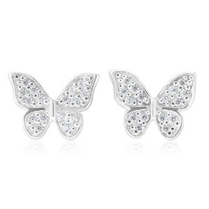 Sterling Silver Zirconia Butterfly Stud Earrings