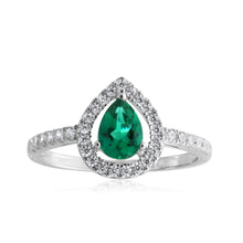 Load image into Gallery viewer, Sterling Silver Created Emerald and Zirconia Set Ring *Resize 1-2 Sizes Up*