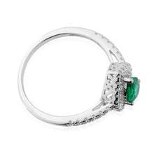 Load image into Gallery viewer, Sterling Silver Created Emerald and Zirconia Set Ring *Resize 1-2 Sizes Up*