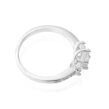 Load image into Gallery viewer, Sterling Silver Zirconia Princess Cut Trilogy Ring
