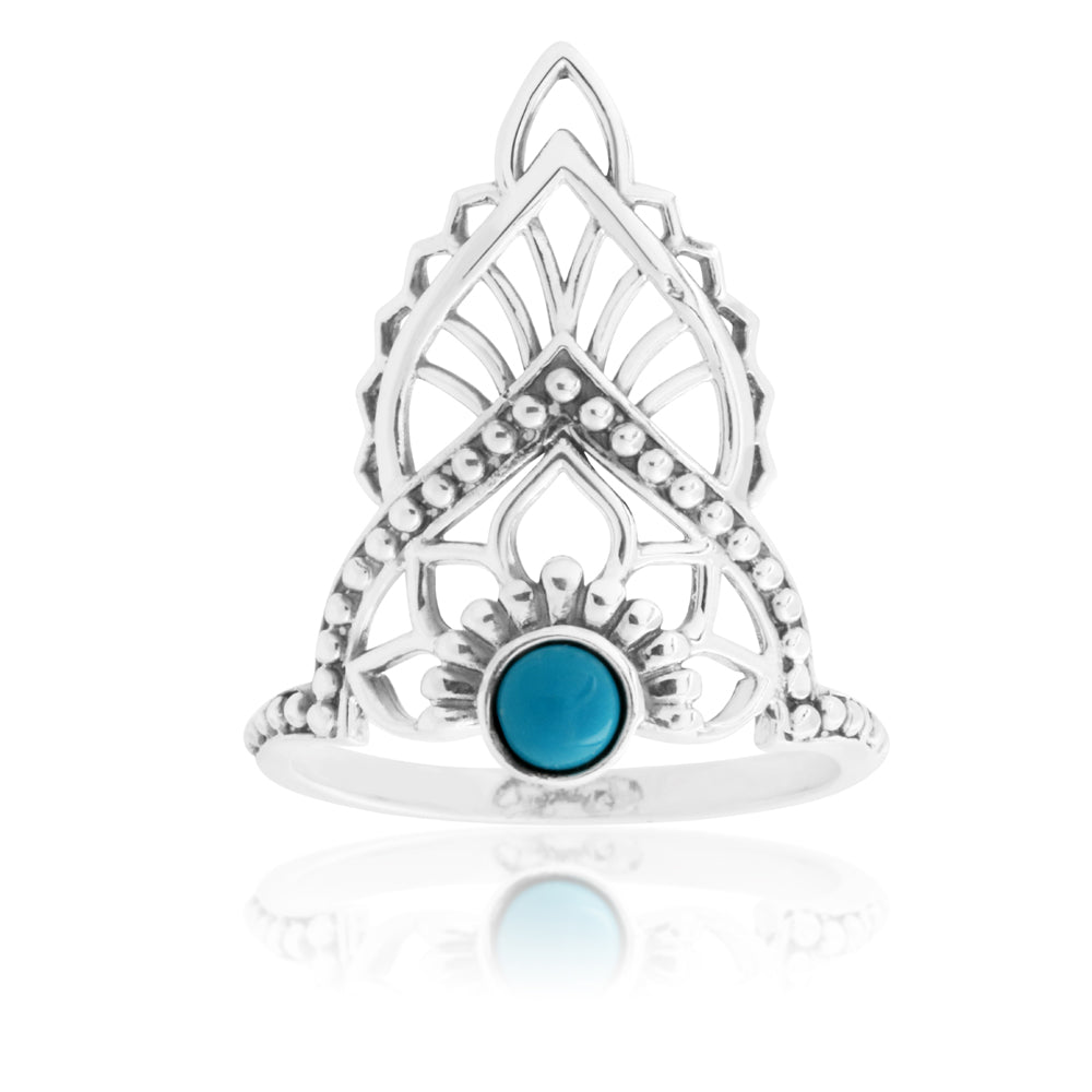 Sterling Silver Created Turquoise Fancy Ring