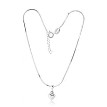 Load image into Gallery viewer, Sterling Silver Heart Charm 25cm Box Link Anklet