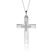 Load image into Gallery viewer, Sterling Silver Cross Pendant featuring Cubic Zirconia Cross Centre