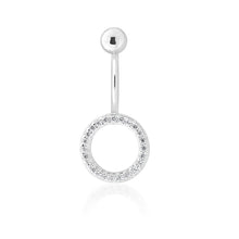 Load image into Gallery viewer, Sterling Silver Belly Bar Zirconia Circle of Life