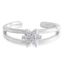 Load image into Gallery viewer, Sterling Silver Toe Ring Zirconia Flower