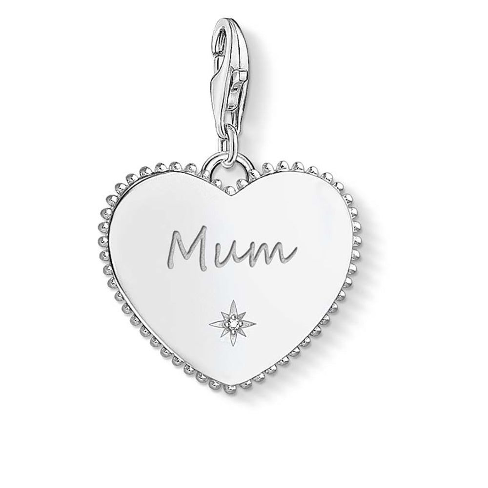 Sterling Silver Thomas Sabo Charm Club Engravable Mum Heart