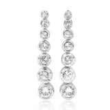 Sterling Silver 1x Diamond and Zirconia Graduated Drop Earrings