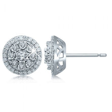 Load image into Gallery viewer, Silver 1/2 Carat Stud Diamond Earrings with 68 Brilliant Diamonds