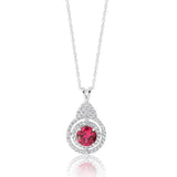Silver Natural Enhanced Ruby Pendant with chain