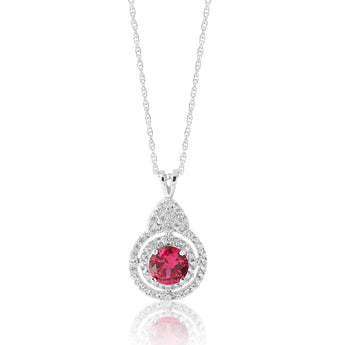 Silver Natural Enhanced Ruby Pendant with chain