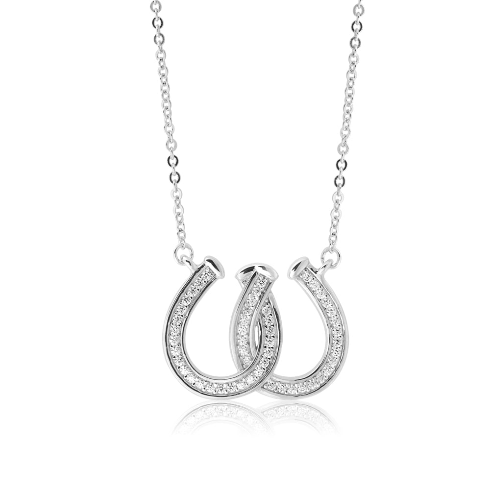 9ct White Gold Diamond Horseshoe Necklace | Buy Online | Free Insured UK  Delivery