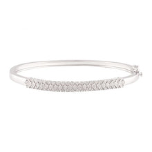 Load image into Gallery viewer, Sterling Silver 1/2 Carat Diamond 3 Row 60mm Hinge Bangle