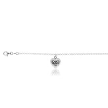 Load image into Gallery viewer, Sterling Silver 19cm Filigree Heart Charm Bracelet