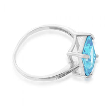 Load image into Gallery viewer, Sterling Silver Blue Topaz Ring with Zirconia Accent