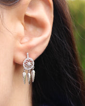 Load image into Gallery viewer, Sterling Silver Dreamcatcher Cubic Zirconia Earrings