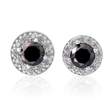 Load image into Gallery viewer, Silver 3 Carat Black Diamond Stud Earrings