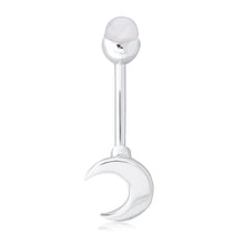 Load image into Gallery viewer, Sterling Silver Belly Bar Crescent Moon