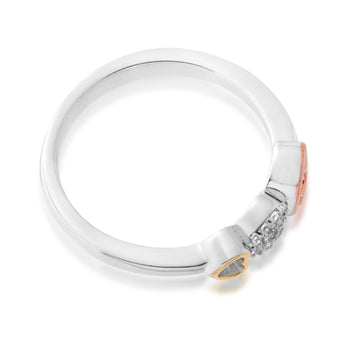 Sterling Silver Gold and Rose Plated Zirconia 3 Heart 3 Tone Ring