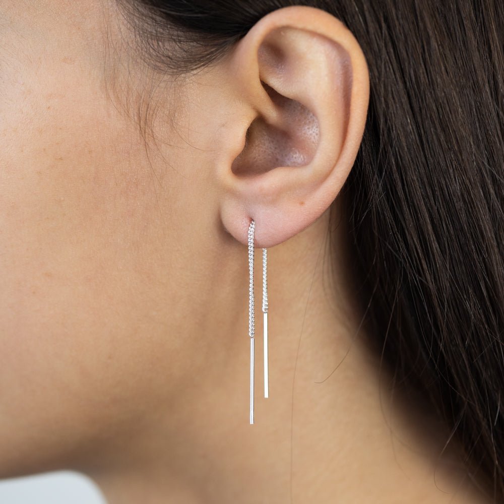 Sterling Silver Bar Drop Threader Earrings – Shiels Jewellers
