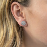 14 Brilliant Diamonds Stud Earrings in Sterling Silver