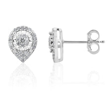 Load image into Gallery viewer, Sterling Silver 1/5 Carat Diamond Stud Earrings set with 58 Brilliant Diamonds