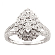 Load image into Gallery viewer, Sterling Silver 0.20 Carat Diamond Cluster Ring with 30 Brilliant Cut Diamonds