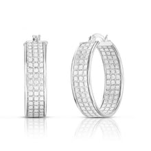 Load image into Gallery viewer, Sterling Silver 3 Row 7mmx25mm Stardust Hoops