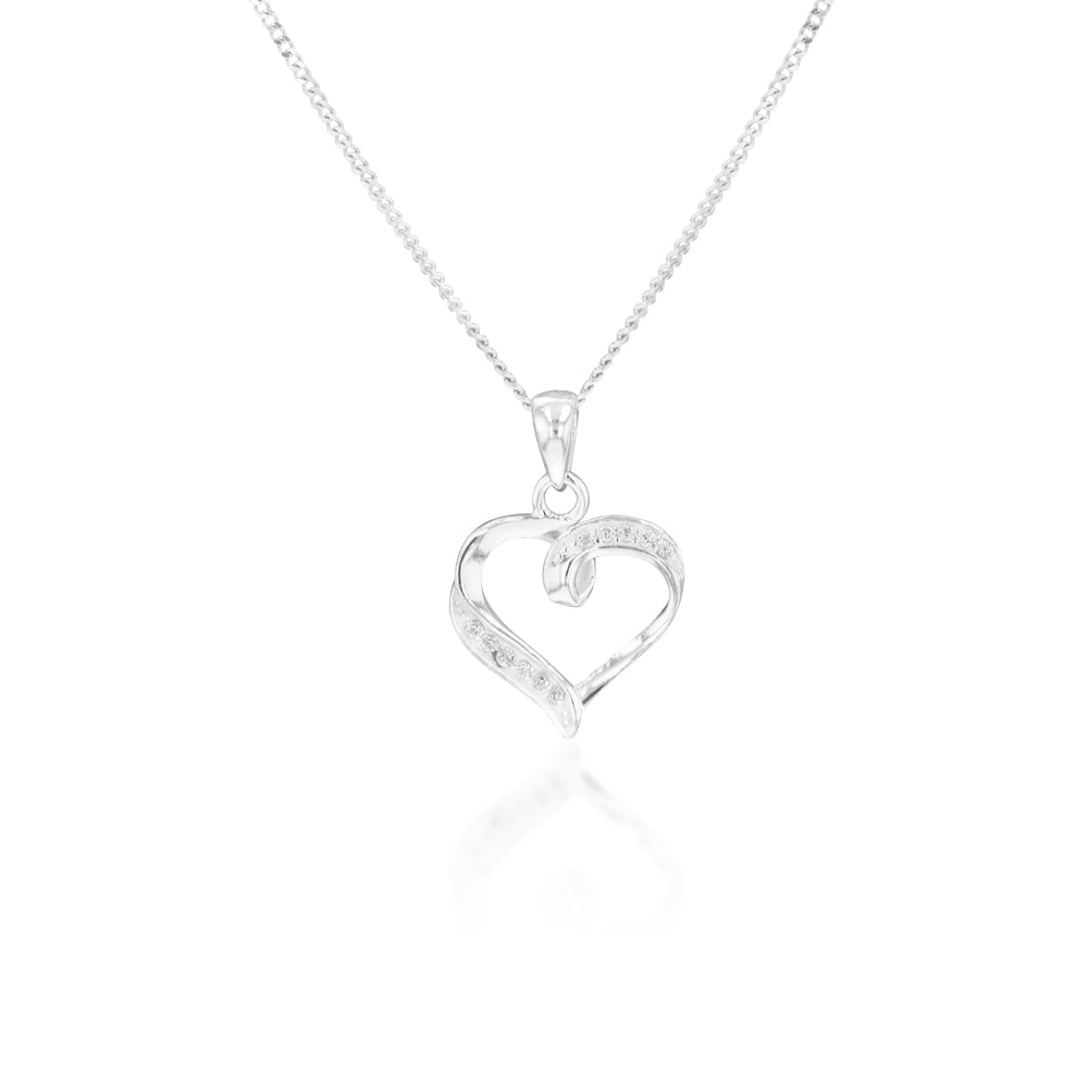 Sterling Silver Zirconia Fancy Heart Pendant