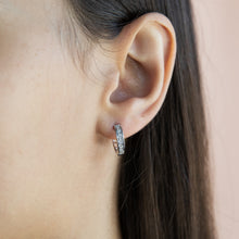 Load image into Gallery viewer, Sterling Silver Diamond Hoops Earrings