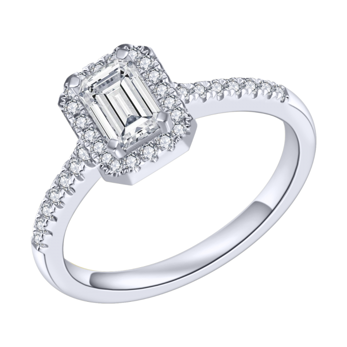 Sterling Silver Zirconia Halo Octagonal Channel Ring Shiels