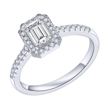 Load image into Gallery viewer, Sterling Silver Zirconia Halo Octagonal Channel Ring