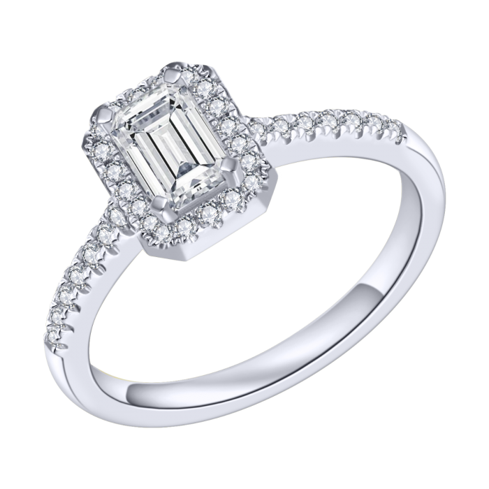 Sterling Silver Zirconia Halo Octagonal Channel Ring