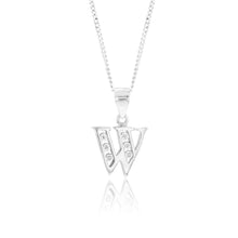 Load image into Gallery viewer, Sterling Silver Cubic Zirconia Initial &quot;W&quot; Pendant
