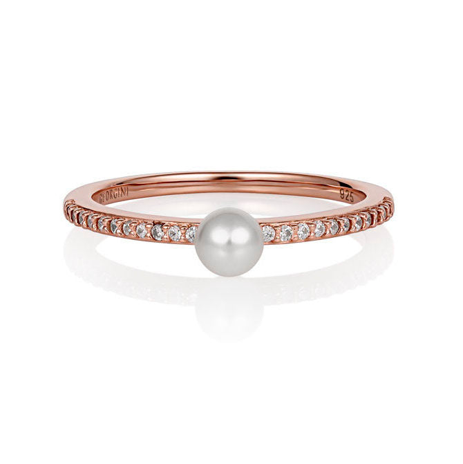Georgini Heirloom Rose Gold Plated Sterling Silver Pearl Cherished Ring