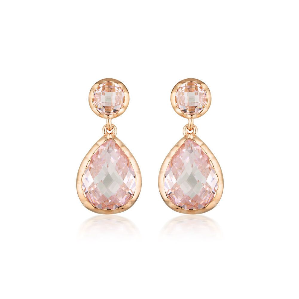 Georgini Luxe Rose Gold Plated Sterling Silver Pink Zirconia Nobile Earrings
