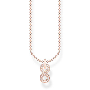 Rose Plated Sterling Silver Thomas Sabo Charm Club Ininfity Necklace 38-45cm