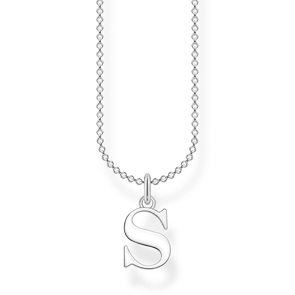Sterling Silver Thomas Sabo Charm Club "S" Initial Necklace 38-45cm
