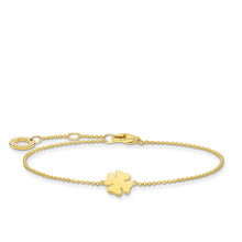 Load image into Gallery viewer, Gold Plated Sterling Silver Thomas Sabo Charm Club Clover Bracelet 16-19cm