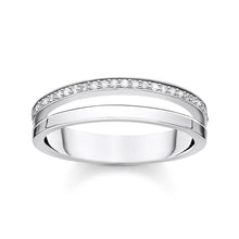 Load image into Gallery viewer, Sterling Silver Thomas Sabo Charm Club Zirconia Double Band Ring