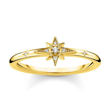 Load image into Gallery viewer, Gold Plated Sterling Silver Thomas Sabo Charm Club Zirconia Star Ring