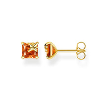 Load image into Gallery viewer, Gold Plated Sterling Silver Thomas Sabo Magic Stone Cognac Stud Earrings