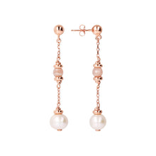 Load image into Gallery viewer, Bronzallure Rose Gold Plated Maxima Pearl &amp; Peach Moonstone Earrings