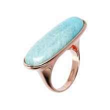 Load image into Gallery viewer, Bronzallure Rose Gold Plated Oval Amazonite Ring Adjustable (N1/2 - P)  *No Resize*