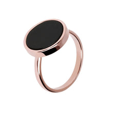 Load image into Gallery viewer, Bronzallure Rose Gold Plated Alba Black Onyx Disc Fine Ring - No Resize