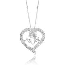 Load image into Gallery viewer, Sterling Silver Cubic Zirconia Heart Mum Pendant