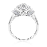 Sterling Silver 1/2 Carat Diamond Round Cluster Ring