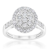 Sterling  Silver 1/2 Carat Diamond Cluster Ring