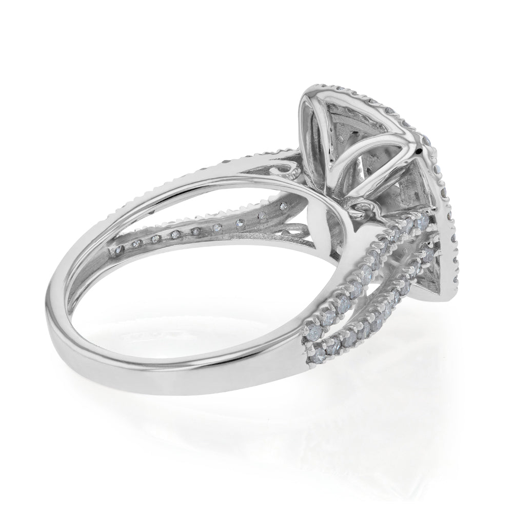 Silver 1 Carat Diamond Cluster  Ring