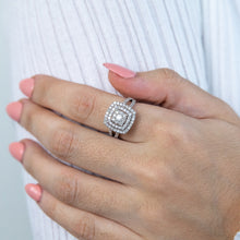Load image into Gallery viewer, Silver 1 Carat Diamond Cluster  Ring