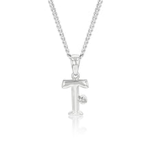 Load image into Gallery viewer, Silver Pendant Initial T set with Diamond